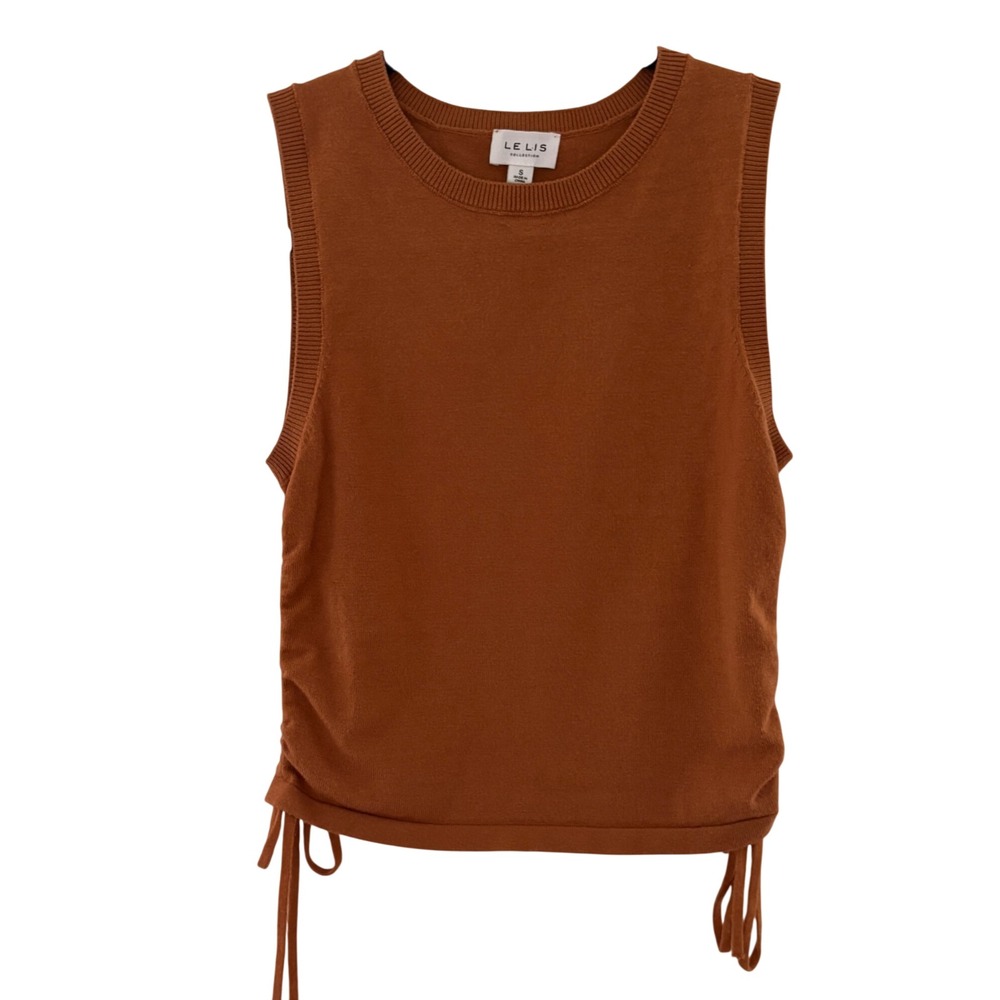 LE LIS Collection Rust Brown Ruched Side Drawstring Knit Tank Top SWT6313 S